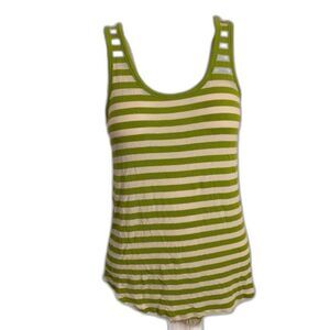 Michael Kors Womens Green White Striped Sleeveless Tank Top Size Small